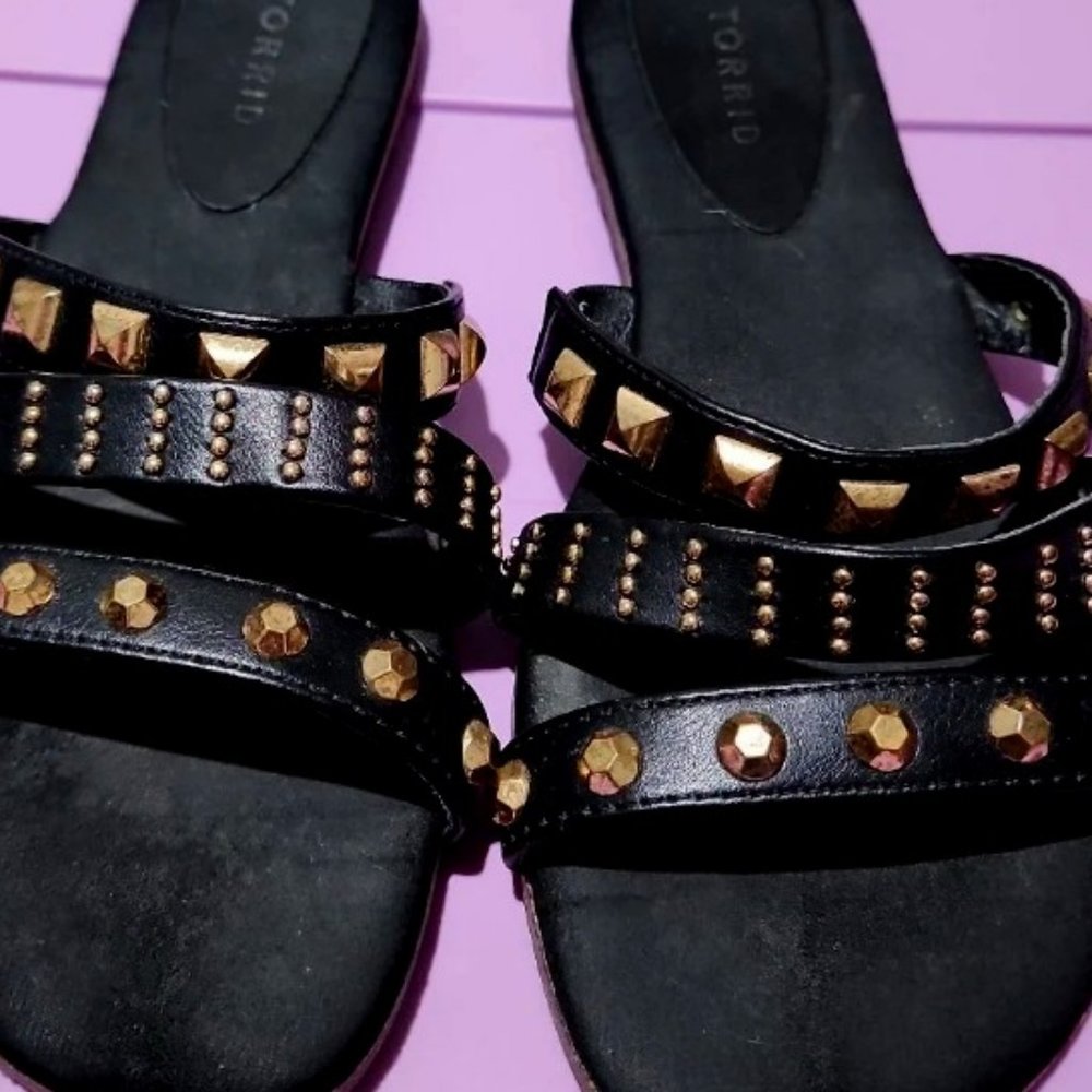 SOLD SOLD SOLD SOLD:  Torrid Black Edgy Sandals Size 9.5